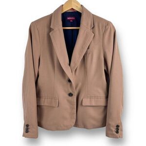Merona Womens Brown 2‎ Button Pocket Lined Long Sleeve Blazer Coat Size 12